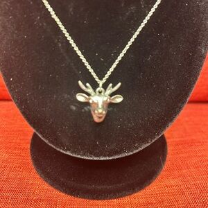 Silver Deer Pendant Necklace